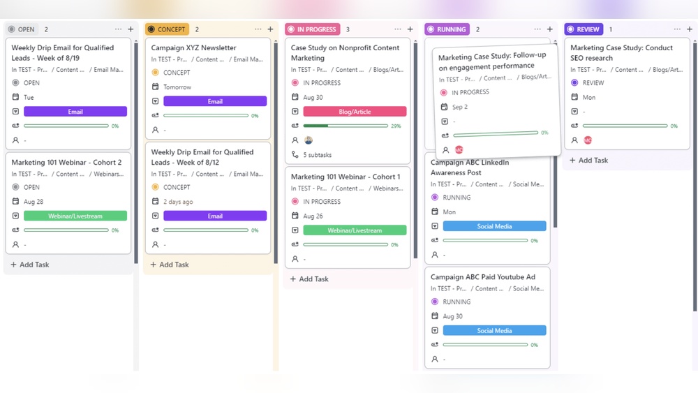 Clickup Marketing Calendar Features